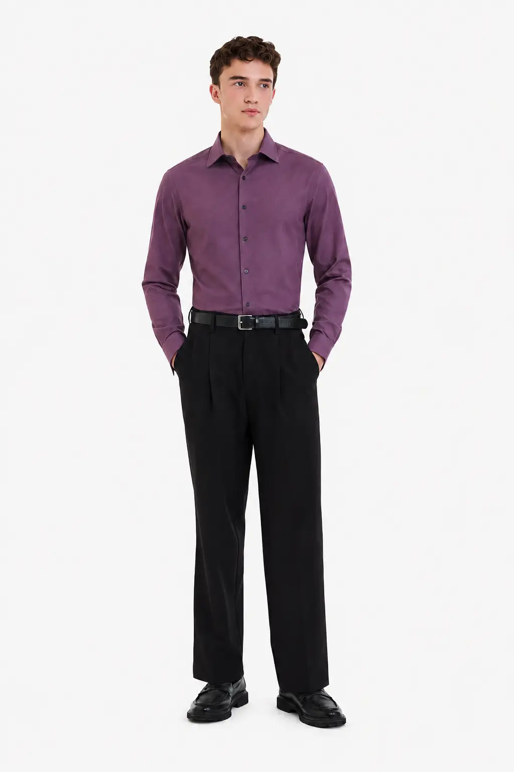 Men’s Dusty Purple Solid Long Sleeve Formal Shirt