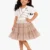 white with brown skirt